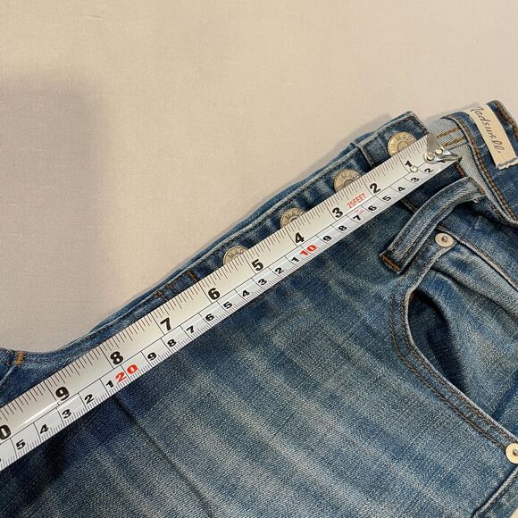 ~ Madewell 25 Jeans Cali Demi-Boot Raw Hem Button Light/Med Blue Wash Women's - Picture 7 of 15